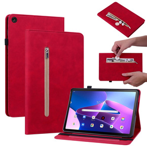 Чехол для Lenovo Tab M10 10.1 Gen 3, Wallet Pen Slot, красный