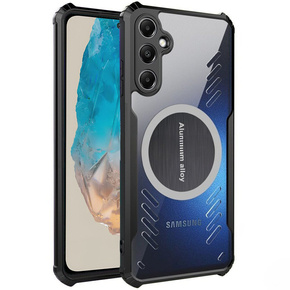 Чехол для Samsung Galaxy M35, с магнитной пластиной, прозрачный / черный