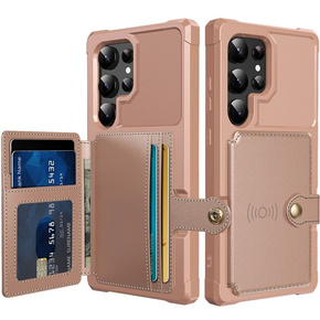 Чехол для Samsung Galaxy S24 Ultra Card Holder Kickstand, Card Holder Kickstand, розовый