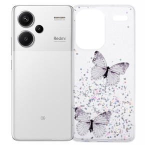 Чехол для Xiaomi Redmi Note 13 Pro+, Glitter Butterfly, белый