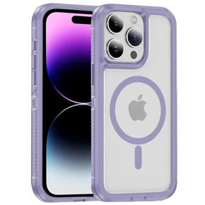 Чехол для iPhone 14 Pro Max, PanzerMag, для MagSafe, прозрачный / фиолетовый