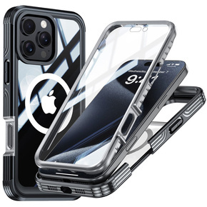 Чехол для iPhone 16 Pro, Shockproof, с пленкой на экран, для MagSafe, чёрный