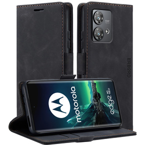 Чехол до Motorola Edge 40 Neo, ERBORD Винтажный кошелек с клапаном, чёрный
