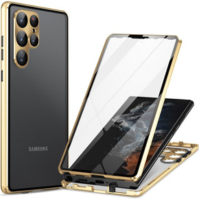 Чехол до Samsung Galaxy S23 Ultra, Magnetic Dual Glass, золотой