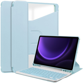 Чехол + клавиатура Samsung Galaxy Tab S9 FE, Rotary 360° Leather, светло-голубой