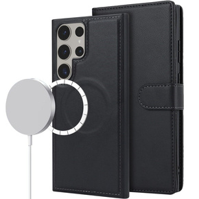 Чехол с откидной крышкой для Samsung Galaxy S23 Ultra, бумажник, для MagSafe, чёрный