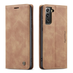Чехол CASEME для Samsung Galaxy S21 FE, Leather Wallet Case, коричневый
