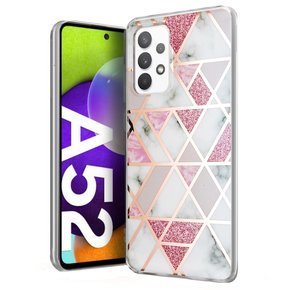 Чехол ERBORD Slim до Samsung Galaxy A52 / A52s, Marble Pattern, Pink/White