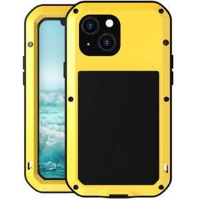 Чехол Love Mei до iPhone 13 mini, armored with glass, желтый / черный