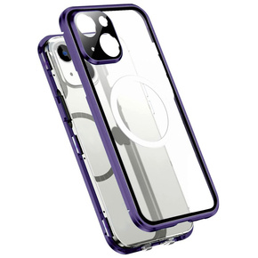 Чехол Magnetic Dual Glass MagSafe для iPhone 14 Plus, фиолетовый