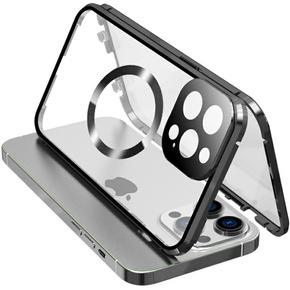 Чехол Magnetic Dual Glass MagSafe для iPhone 15 Pro Max, чёрный