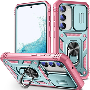 Чехол NOX Camera Slide Samsung Galaxy S23, CamShield Slide, зеленый / розовый