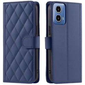 чехол-крышка для Motorola Moto G24 / G24 Power / G04, Rhombus Crossbody Leather, синий