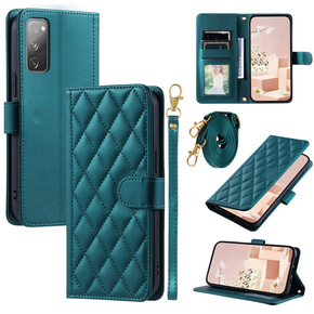 чехол-крышка для Samsung Galaxy S20 FE, Rhombus Crossbody Leather, тёмно-зелёный