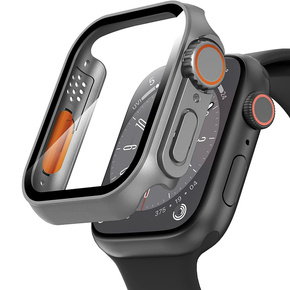 2в1 чехол и защитное стекло для часов Apple Watch 6/5/4/SE 40MM, Grey/Orange