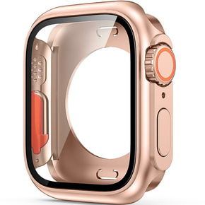 2в1 чехол и защитное стекло для часов Apple Watch 6/5/4/SE 40MM, Rose Gold/Orange