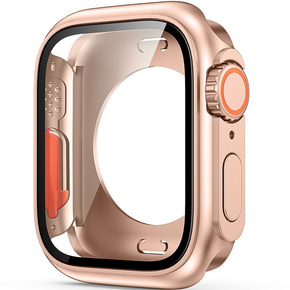 2в1 чехол и защитное стекло для часов Apple Watch 6/5/4/SE 44MM, Rose Gold/Orange