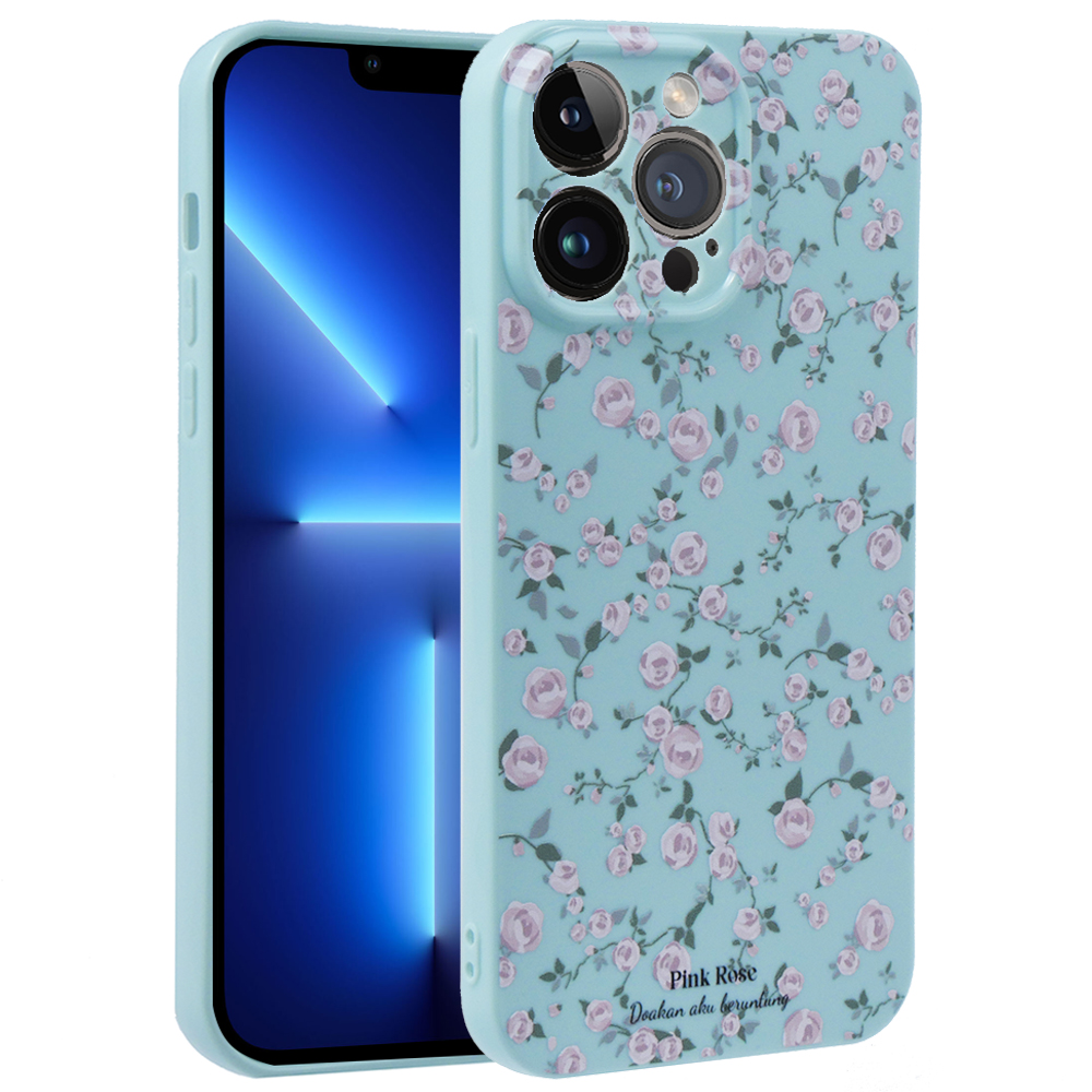 Тонкий корпус для iPhone 13 Pro Max, Retro Flower, синий | Yourcase.com.ua