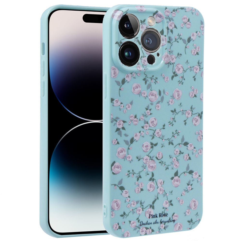 Тонкий корпус для iPhone 14 Pro Max, Retro Flower, синий | Yourcase.com.ua