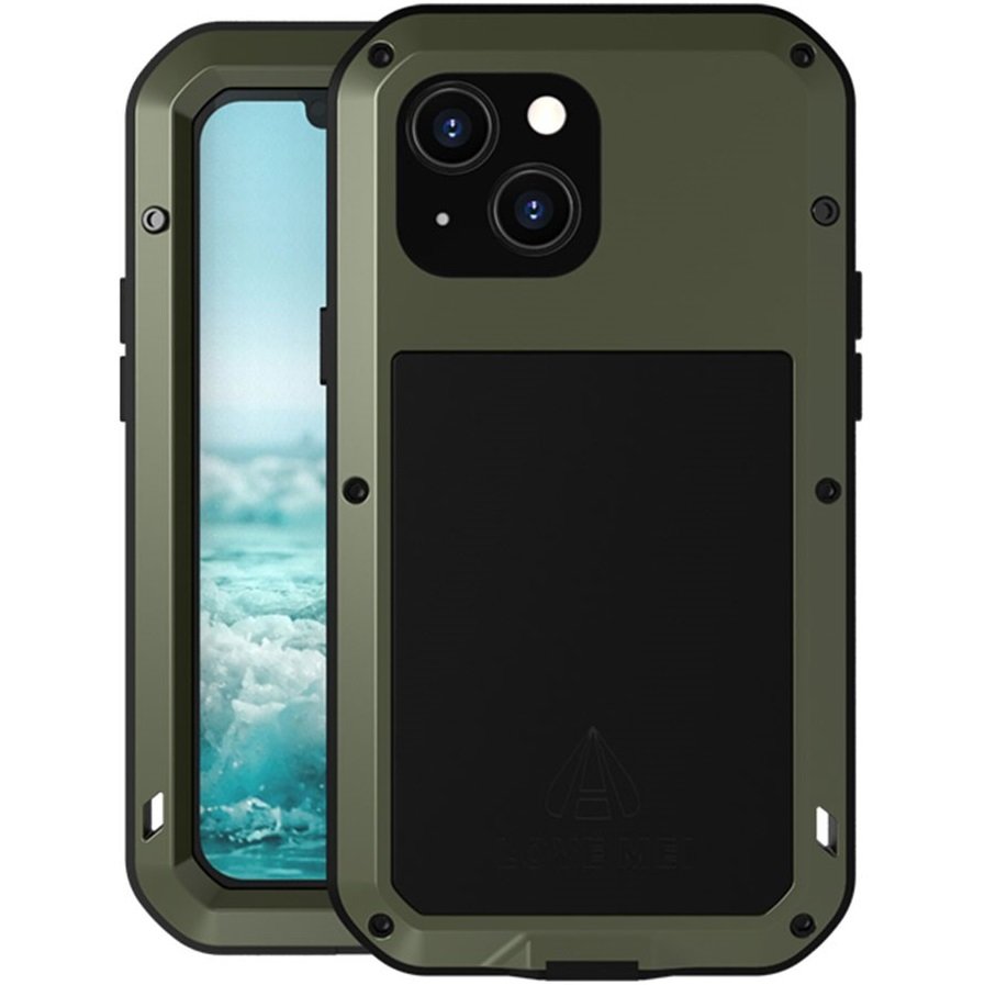 Чехол Love Mei до iPhone 13 mini, armored with glass, зеленый / черный |  Yourcase.com.ua