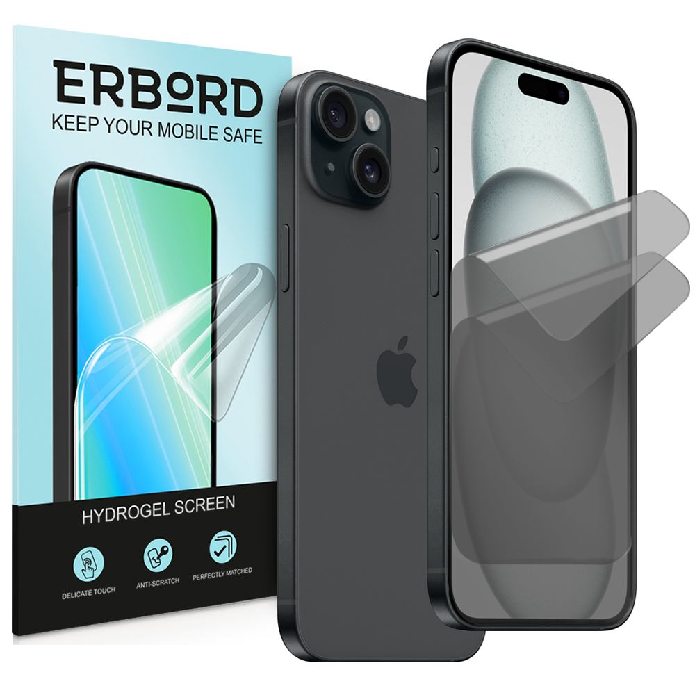 2 x iPhone 15 Privacy Foil, гидрогель для защиты от шпионажа ERBORD |  Yourcase.com.ua