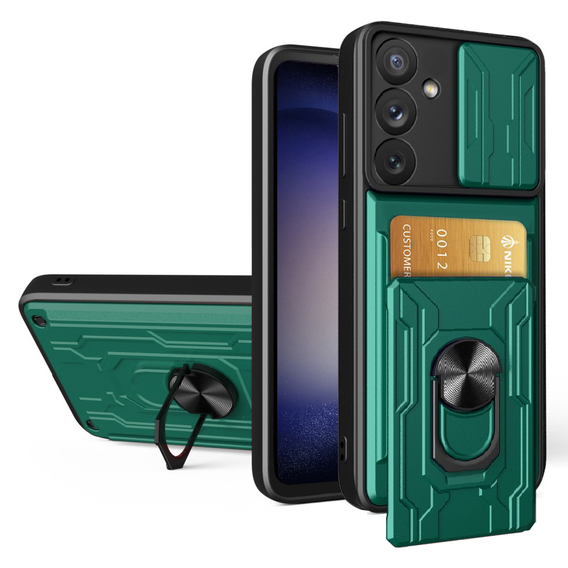 Бронированный чехол для Samsung Galaxy A54 5G, Camera Slide Card Slot, зелёный