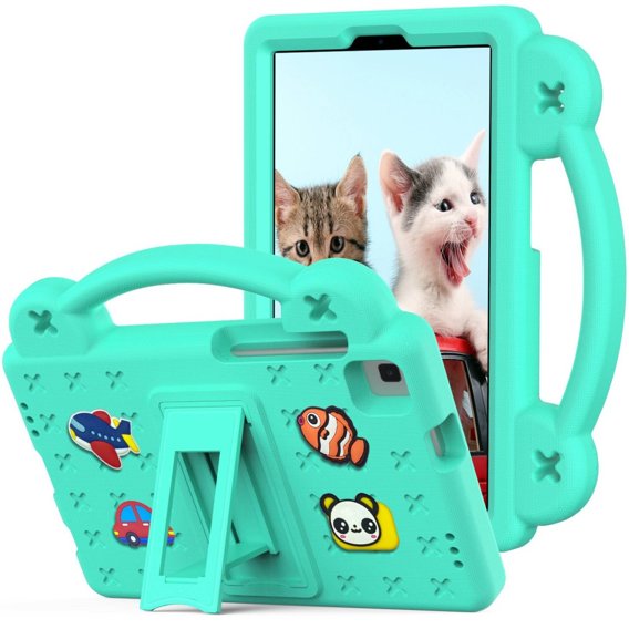 Детский чехол для Samsung Galaxy Tab A7 Lite 8.7 T220/T225, Cute Patterns, с подставкой, зелёный