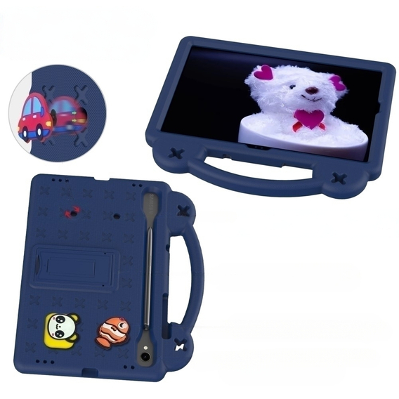 Детский чехол для Samsung Galaxy Tab S7/S8/S9, Cute Patterns, с подставкой, темно-синий