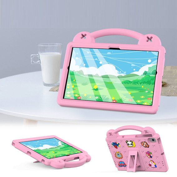 Детский чехол для Samsung Tab A8 10.5 X200 / X205, Cute Patterns, с подставкой, розовый