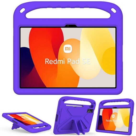 Детский чехол для Xiaomi Redmi Pad SE 11", детский чехол с ручкой, фиолетовый