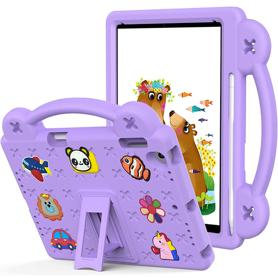 Детский чехол для iPad 9.7 2017 / 2018 / Pro 9.7 2016, Cute Patterns, с подставкой, фиолетовый