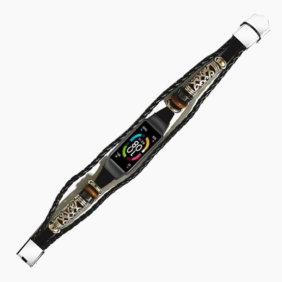 Кожаный ремешок Retro для часов Huawei Band 6/Honor Band 6 - Black