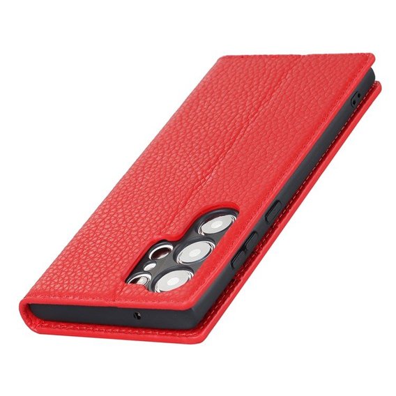 Кожаный чехол для Samsung Galaxy S23 Ultra, ERBORD Grain Leather, красная