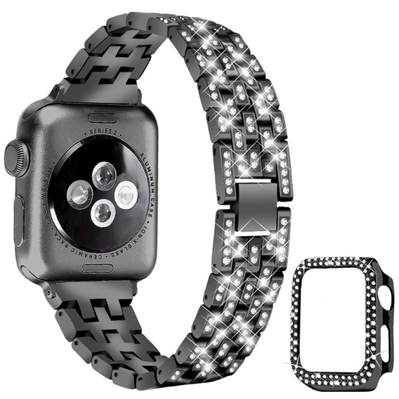 Металический браслет с чехлом для часов Apple Watch 4/5/6/SE 44mm, Black