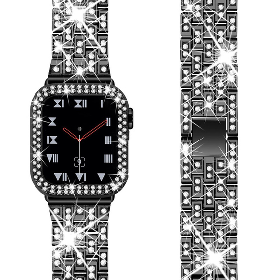 Металический браслет с чехлом для часов Apple Watch 4/5/6/SE 44mm, Black