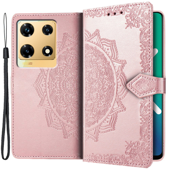 Откидной чехол для Infinix Note 30 Pro 4G, Mandala, розовый rose gold