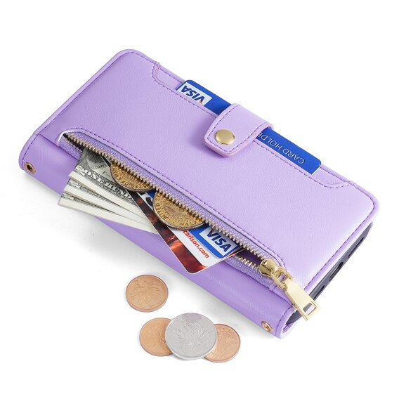 Откидной чехол для Motorola Moto G84 5G, Wallet Zipper Pocket, фиолетовый