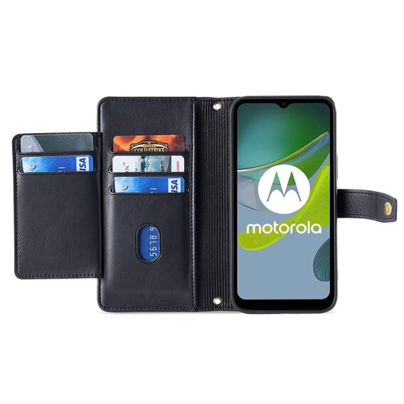 Откидной чехол для Motorola Moto G84 5G, Wallet Zipper Pocket, чёрный