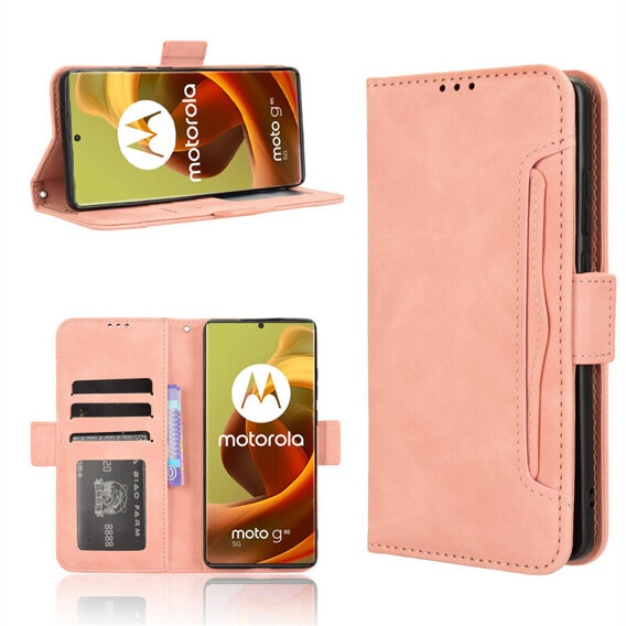 Откидной чехол для Motorola Moto G85, Card Slot, розовый