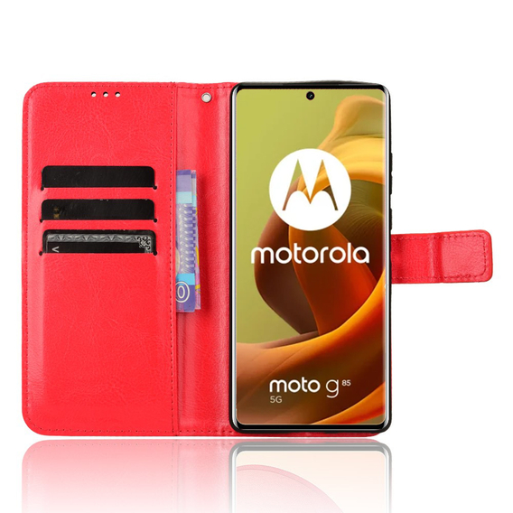 Откидной чехол для Motorola Moto G85, Crazy Horse Wallet, красный