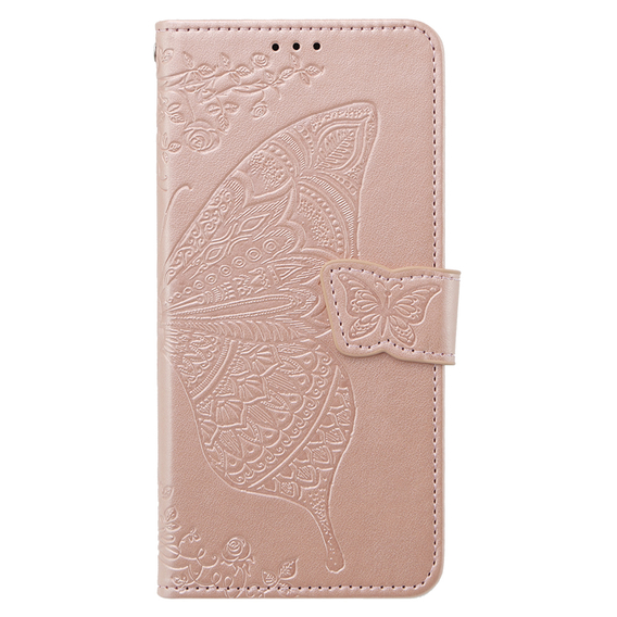 Откидной чехол для Oppo A79 5G, Butterfly, розовый rose gold