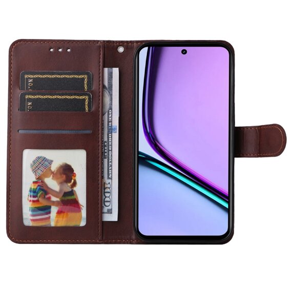 Откидной чехол для Realme C67, Leather Wallet, коричневый