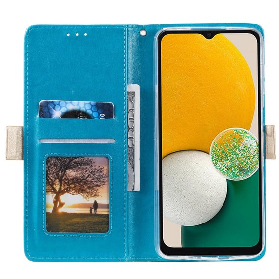 Откидной чехол для Samsung Galaxy A34 5G, Wallet Pocket, Zipper Lace, синий