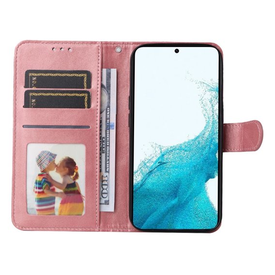 Откидной чехол для Samsung Galaxy A54 5G, Leather Wallet, розовый rose gold