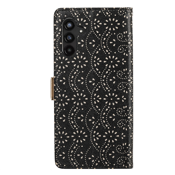 Откидной чехол для Samsung Galaxy A55 5G, Wallet Pocket, Zipper Lace, чёрный