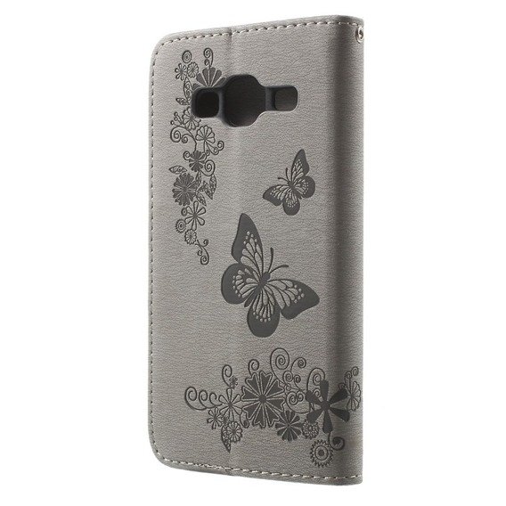 Откидной чехол для Samsung Galaxy J3 2016, Butterfly, серый