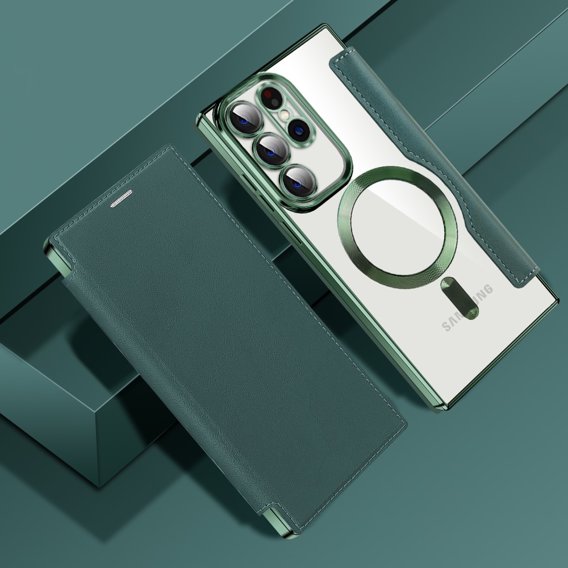 Откидной чехол для Samsung Galaxy S23 Ultra, RFID Wallet MagSafe CamShield, зелёный