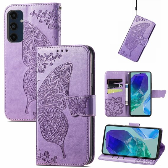 Откидной чехол для Samsung Galaxy S24 FE, Butterfly, фиолетовый