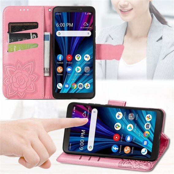 Откидной чехол для T Phone 2 Pro 5G, Butterfly, розовый rose gold