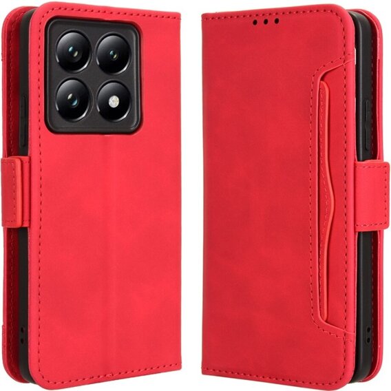 Откидной чехол для Xiaomi 14T Pro, Card Slot, красный